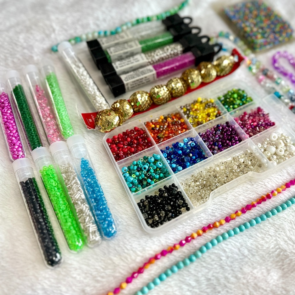 bead bundle for jewelry making or crafts, lot of beading supplies with organizer